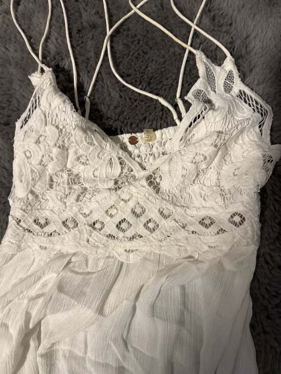 Free People Adella Lace Slip Ruffle Hem Mini Dress - Picture 3 of 4